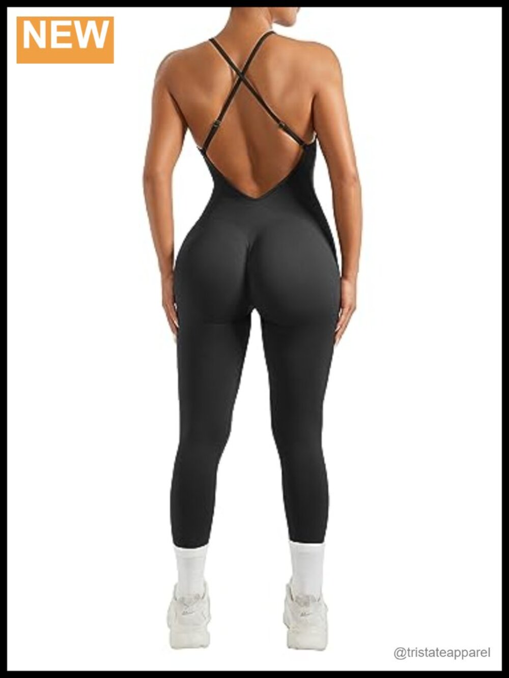 Strappy Backless One Piece Jumpsuit Tummy Control Workout Romper
